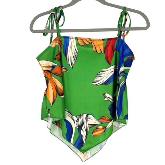 Zara Bundle of Two Red Floral Green Tropical Print Bandana Cami Tank Tops - Picture 8 of 12